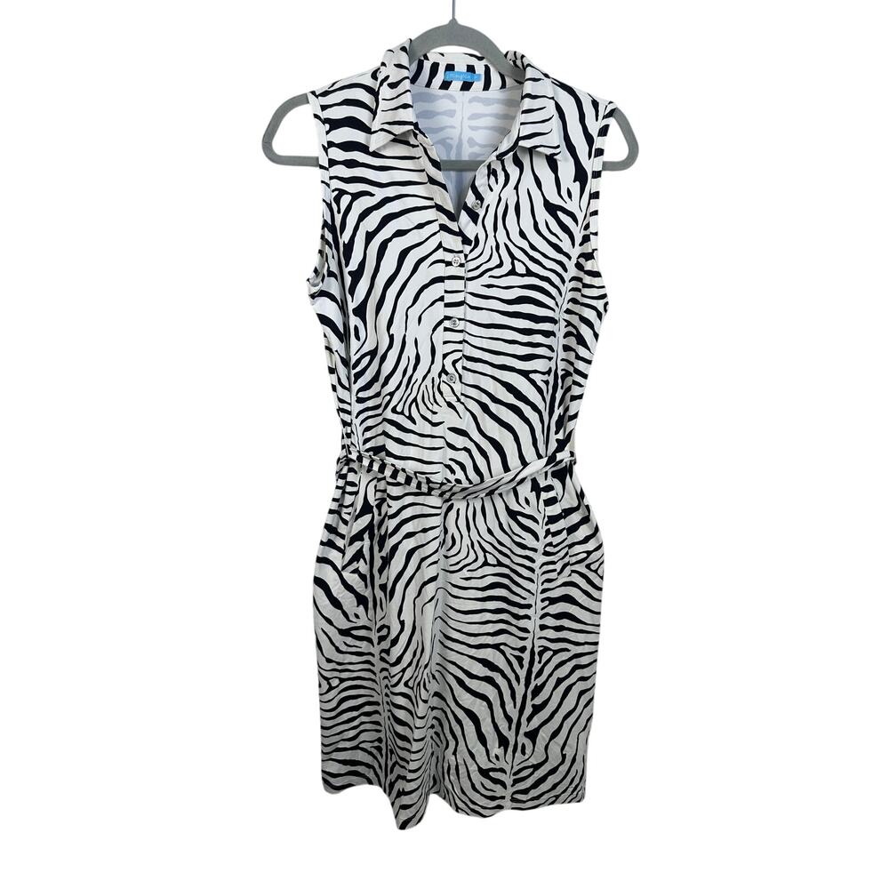 J. McLaughlin Dolly Catalina Cloth Shirt Dress Zebra Print Sleeveless Size M
